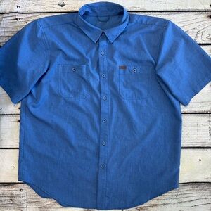 Orvis Performance Short Sleeve Button Up Blue Outdoor Fishing Travel Shirt L